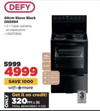 HiFi Corp DEFY 60Cm Stove Black DSS694 offer