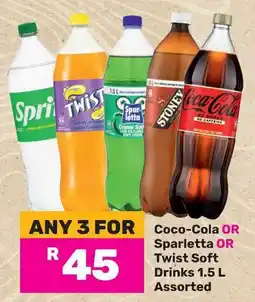 Game Coco-Cola OR Sparletta OR Twist Soft Drinks Assorted offer