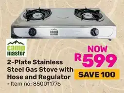 Game Camp Master 2-Plate Stainless Steel Gas Stove with Hose and Regulator offer