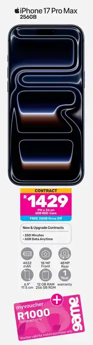 Game iPhone 17 Pro Max 256GB offer
