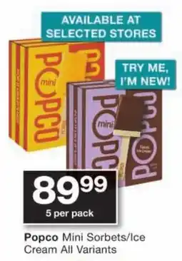 Checkers Popco Mini Sorbets/ Ice Cream All Variants offer