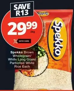 Checkers Spekko Brown Wholegrain/ White Long Grain/ Parboiled White Rice offer