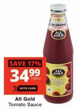 Checkers All Gold Tomato Sauce offer