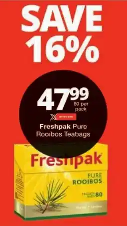 Checkers Freshpak Pure Rooibos Teabags offer