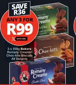 Checkers Bakers Romany Creams/ Choc-kits Biscuits All Variants offer