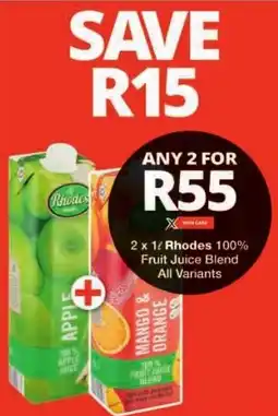 Checkers Rhodes 100% Fruit Juice Blend All Variants offer