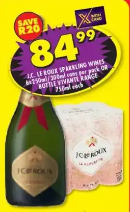 Shoprite Liquor J.c. le roux sparkling wines cans or bottle vivante range offer
