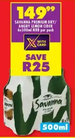 Shoprite Liquor Savanna premium dry/ angry lemon cider nrb offer