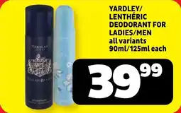Usave Yardley/ lenthéric deodorant for ladies/ men offer