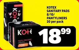 Usave Kotex sanitary pads/ pantyliners offer