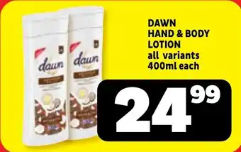 Usave Dawn hand & body lotion offer