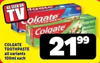 Usave Colgate toothpaste offer