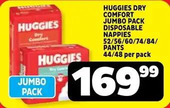 Usave Huggies dry comfort jumbo pack disposable nappies/ pants offer