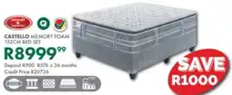 Beares Castello memory foam 152cm bed set offer
