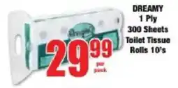 Boxer Dreamy 1 Ply 300 Sheets Toilet Tissue Rolls offer