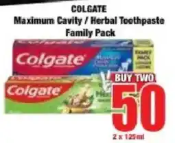 Boxer Colgate Maximum Cavity/ Herbal Toothpaste Family Pack offer