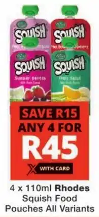 Checkers Rhodes Squish Food Pouches All Variants offer