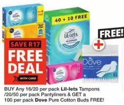 Checkers Lil-lets Tampons/ Pantyliners offer