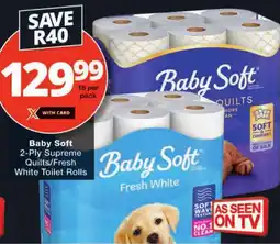 Checkers Baby Soft 2-Ply Supreme Quilts/ Fresh White Toilet Rolls offer