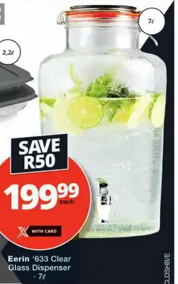 Checkers Eerin '633 Clear Glass Dispenser offer
