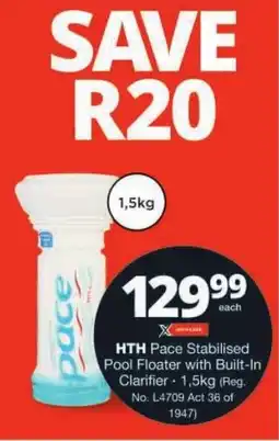 Checkers HTH Pace Stabilised Pool Floater with Built-In Clarifier offer