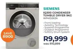 Kloppers Siemens iq300 condenser tumble dryer offer