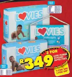 Shoprite Lovies premium disposable nappies/ pants offer