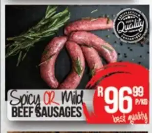 Take 'n Pay Spicy or Mild Beef Sausages per kg offer