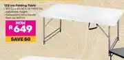 Game Campmaster 122cm Folding Table 122 (L) x 60 (W) x 52-74 (H)cm 831751 offer