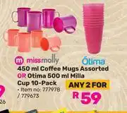 Game Miss Molly 450ml Coffee Mugs Or Otima 500ml Milla Cup 10 Pack 777978/779673-For 2 offer