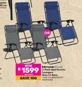 Game Terrace Leisure 2 Pack Opal Gravity Loungers Grey Or Navy 850014409/850014363 offer