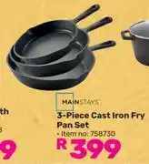 Game Mainstays 3 Piece Cast Iron Fry Pan Set 758730 offer