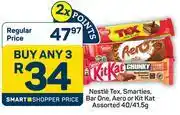 Pick n Pay Nestle Tex, Smarties, Bar One, Aero Or Kitkat Assorted-For Any 3 x 40/41.5g offer