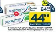 Pick n Pay Sensodyne Multi Care, Herbal,Clean & Fresh,Fresh Mint,Natural Or Gentle Whitening Toothpaste-75ml EA offer