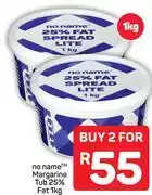Pick n Pay no Name Margarine Tub 25% Fat-For 2 x 1Kg offer