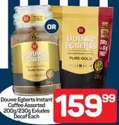 Pick n Pay Douwe Egberts Instant Coffee Assorted 200g/230g Excl. Decaf-Each offer