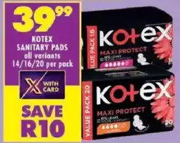 Shoprite Kotex sanitary pads offer