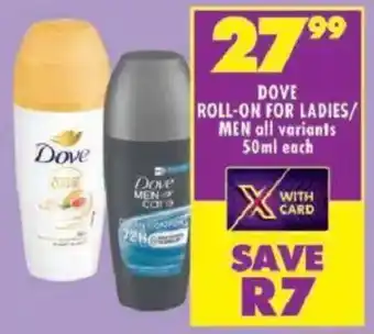Shoprite Dove roll-on for ladies/ men offer