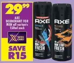 Shoprite Axe deodorant for men offer