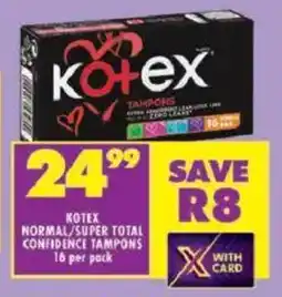 Shoprite Kotex normal/ super total confidence tampons offer