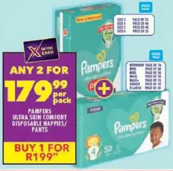 Shoprite Pampers ultra skin comfort disposable nappies/ pants offer