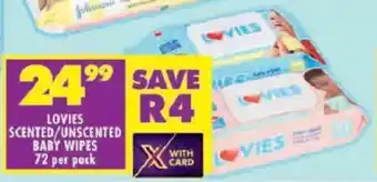 Shoprite Lovies scented/ unscented baby wipes offer
