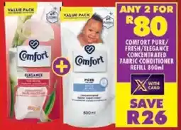 Shoprite Comfort pure/ fresh/ elegance concentrated fabric conditioner refill offer