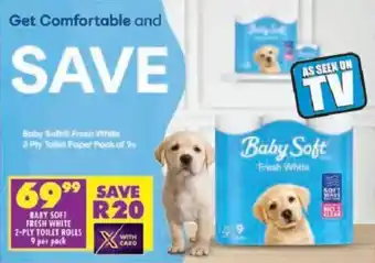 Shoprite Baby soft fresh white 2-ply toilet rolls offer