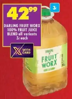 Shoprite Darling fruit worx 100% fruit juice blend offer