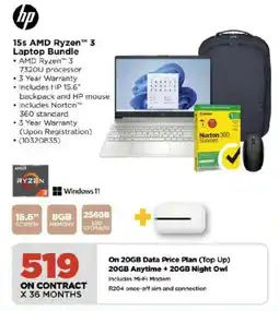 HiFi Corp HP 15s AMD Ryzen 3 Laptop Bundle offer