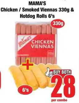 Boxer Superstores Mama's Chicken/ Smoked Viennas & Hotdog Rolls offer