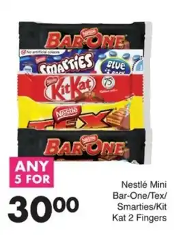 Save Nestlé Mini Bar-One/ Tex/ Smarties/ Kit Kat 2 Fingers offer