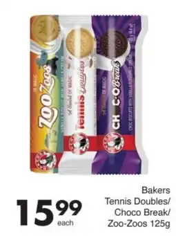 Save Bakers Tennis Doubles/ Choco Break/ Zoo-Zoos offer