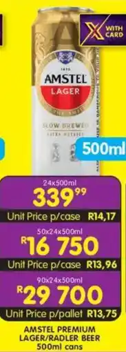 Shoprite Liquor Amstel premium lager/ radler beer cans offer